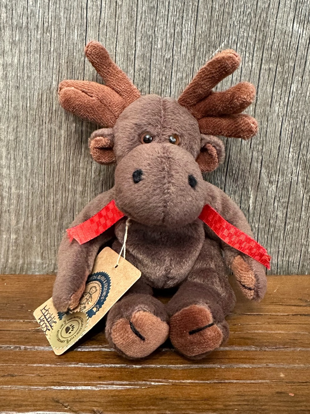 1999 BabyBoyds Bear 20th Anniversary Plush Mooblie Moose Brown
